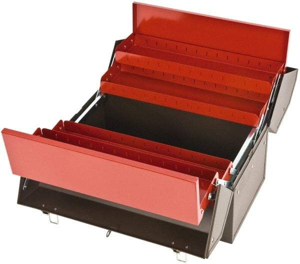 Proto - 1 Compartment 4 Tray Tool Box - 18" Wide x 14" Deep x 10" High, Steel, Black - USA Tool & Supply