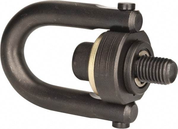 Jergens - 5,000 Lb Load Capacity Safety Engineered Center Pull Hoist Ring - 100 Ft/Lb Torque, 3/4 - 10 Thread, 4140 Alloy Steel, Black Oxide Finish - USA Tool & Supply