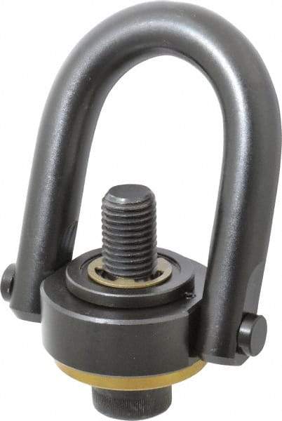 Jergens - 10,000 Lb Load Capacity Safety Engineered Center Pull Hoist Ring - 230 Ft/Lb Torque, 1-8 Thread, 4140 Alloy Steel, Black Oxide Finish - USA Tool & Supply
