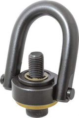 Jergens - 10,000 Lb Load Capacity Safety Engineered Center Pull Hoist Ring - 230 Ft/Lb Torque, 1-8 Thread, 4140 Alloy Steel, Black Oxide Finish - USA Tool & Supply