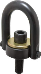 Jergens - 10,000 Lb Load Capacity Safety Engineered Center Pull Hoist Ring - 230 Ft/Lb Torque, 1-8 Thread, 4140 Alloy Steel, Black Oxide Finish - USA Tool & Supply