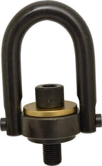 Jergens - 15,000 Lb Load Capacity Safety Engineered Center Pull Hoist Ring - 470 Ft/Lb Torque, 1-1/4 - 7 Thread, 4140 Alloy Steel, Black Oxide Finish - USA Tool & Supply