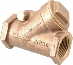 NIBCO - 1" Bronze Check Valve - Y-Pattern, FNPT x FNPT, 200 WOG - USA Tool & Supply