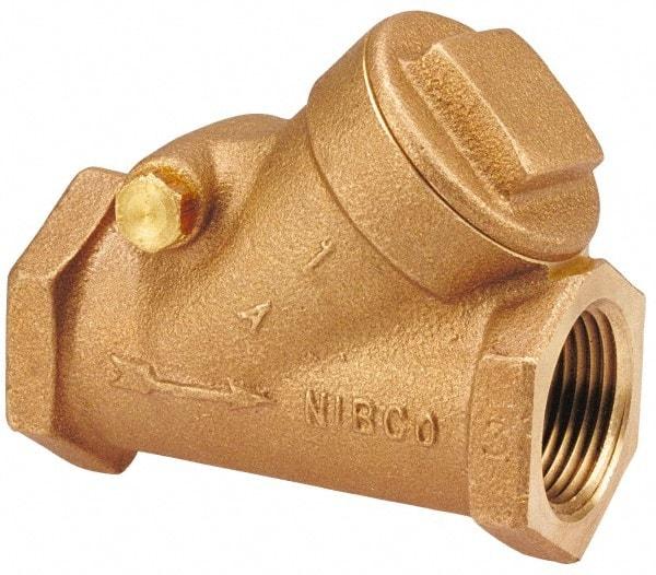 NIBCO - 1" Bronze Check Valve - Y-Pattern, FNPT x FNPT, 200 WOG - USA Tool & Supply