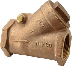 NIBCO - 1-1/2" Bronze Check Valve - Y-Pattern, FNPT x FNPT, 200 WOG - USA Tool & Supply