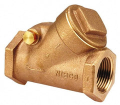 NIBCO - 1-1/4" Bronze Check Valve - Y-Pattern, FNPT x FNPT, 600 WOG - USA Tool & Supply