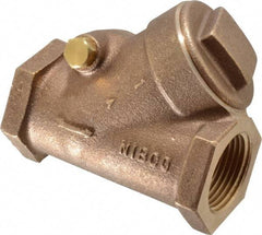 NIBCO - 1" Bronze Check Valve - Y-Pattern, FNPT x FNPT, 300 WOG - USA Tool & Supply