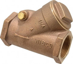 NIBCO - 1-1/4" Bronze Check Valve - Y-Pattern, FNPT x FNPT, 300 WOG - USA Tool & Supply