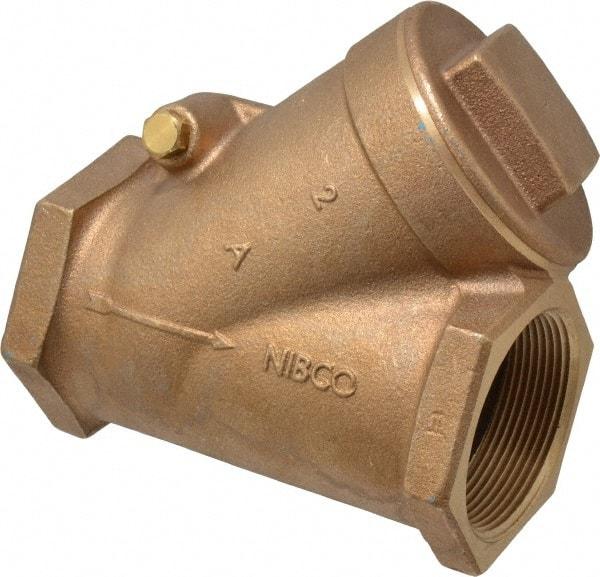 NIBCO - 2" Bronze Check Valve - Y-Pattern, FNPT x FNPT, 300 WOG - USA Tool & Supply