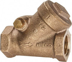 NIBCO - 1/2" Bronze Check Valve - Y-Pattern, FNPT x FNPT, 300 WOG - USA Tool & Supply