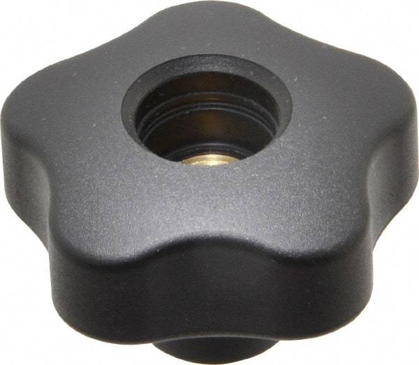 Elesa - 1.97" Head Diam, 5 Point Lobed Knob - 3/8-16 Hole, Thermoplastic, Black - USA Tool & Supply