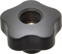 Elesa - 1.97" Head Diam, 5 Point Lobed Knob - 3/8-16 Hole, Thermoplastic, Black - USA Tool & Supply