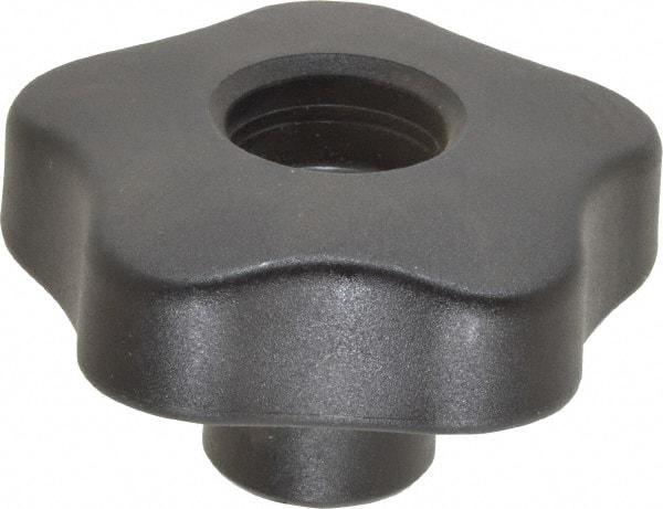 Elesa - 2.48" Head Diam, 5 Point Lobed Knob - 3/8-16 Hole, Thermoplastic, Black - USA Tool & Supply
