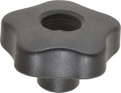 Elesa - 2.48" Head Diam, 5 Point Lobed Knob - 3/8-16 Hole, Thermoplastic, Black - USA Tool & Supply