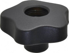 Elesa - 2.48" Head Diam, 5 Point Lobed Knob - 1/2-13 Hole, Thermoplastic, Black - USA Tool & Supply