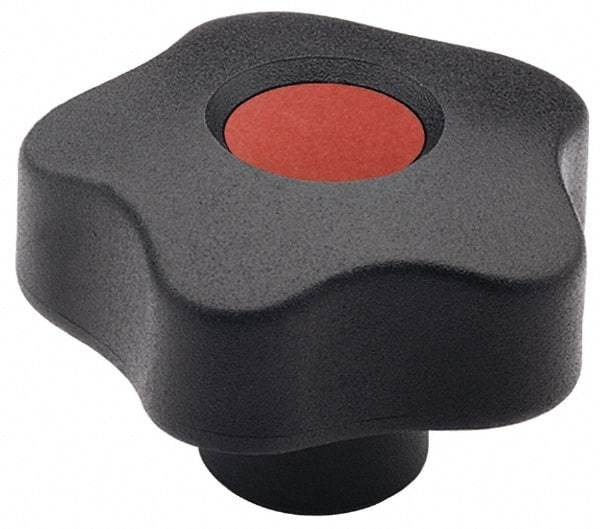 Elesa - 1.26" Head Diam, 5 Point Lobed Knob - 1/4-20 Hole, Thermoplastic, Black - USA Tool & Supply