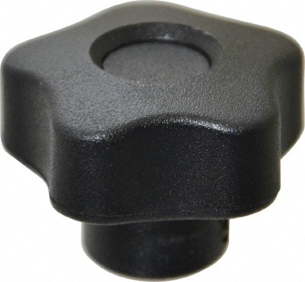 Elesa - 1.26" Head Diam, 5 Point Lobed Knob - 1/4" Hole, Thermoplastic, Black - USA Tool & Supply