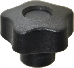 Elesa - 1.26" Head Diam, 5 Point Lobed Knob - 1/4" Hole, Thermoplastic, Black - USA Tool & Supply