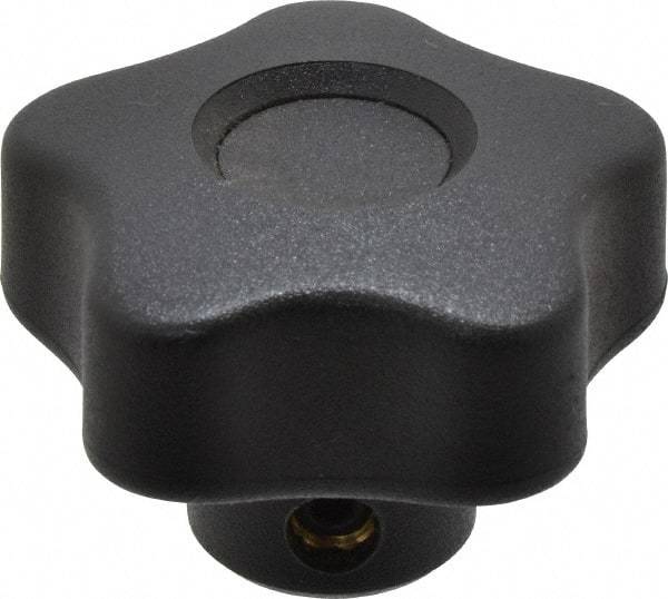Elesa - 1.57" Head Diam, 5 Point Lobed Knob - 1/4" Hole, Thermoplastic, Black - USA Tool & Supply