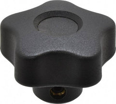 Elesa - 1.57" Head Diam, 5 Point Lobed Knob - 1/4" Hole, Thermoplastic, Black - USA Tool & Supply