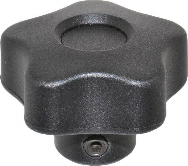 Elesa - 1.57" Head Diam, 5 Point Lobed Knob - 5/16" Hole, Thermoplastic, Black - USA Tool & Supply