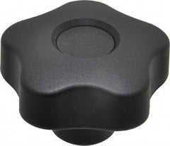 Elesa - 1.97" Head Diam, 5 Point Lobed Knob - 3/8-16 Hole, Thermoplastic, Black - USA Tool & Supply