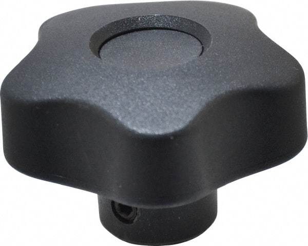 Elesa - 1.97" Head Diam, 5 Point Lobed Knob - 3/8" Hole, Thermoplastic, Black - USA Tool & Supply