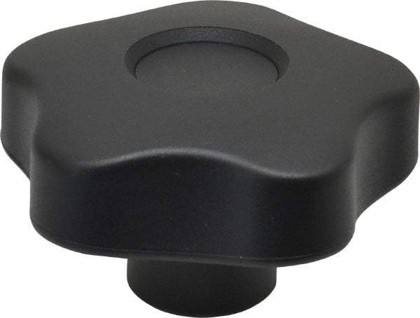 Elesa - 2.48" Head Diam, 5 Point Lobed Knob - 3/8-16 Hole, Thermoplastic, Black - USA Tool & Supply