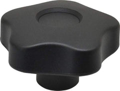 Elesa - 2.48" Head Diam, 5 Point Lobed Knob - 3/8-16 Hole, Thermoplastic, Black - USA Tool & Supply