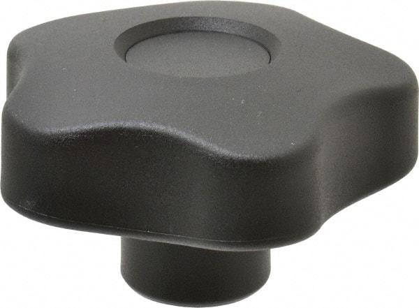 Elesa - 2.48" Head Diam, 5 Point Lobed Knob - 1/2-13 Hole, Thermoplastic, Black - USA Tool & Supply