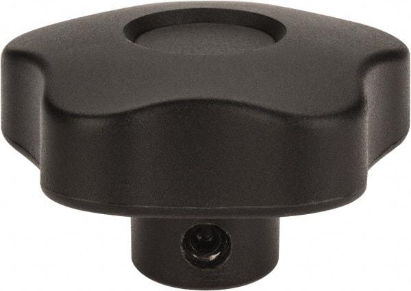 Elesa - 2.48" Head Diam, 5 Point Lobed Knob - 3/8" Hole, Thermoplastic, Black - USA Tool & Supply