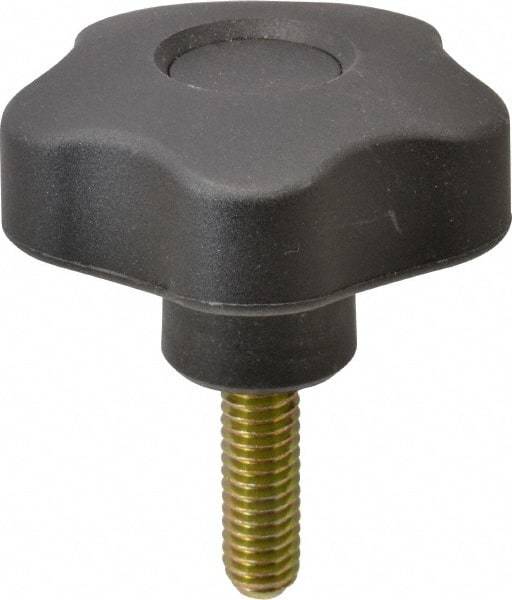 Elesa - 1.97" Head Diam, 5 Point Lobed Knob - 5/16-18 Stem, Thermoplastic, Black - USA Tool & Supply