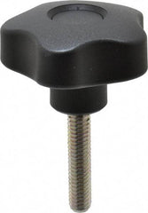 Elesa - 1.97" Head Diam, 5 Point Lobed Knob - 5/16-18 Stem, Thermoplastic, Black - USA Tool & Supply