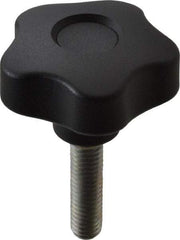 Elesa - 1.97" Head Diam, 5 Point Lobed Knob - 3/8-16 Stem, Thermoplastic, Black - USA Tool & Supply
