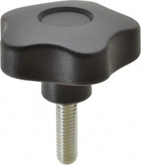 Elesa - 2.48" Head Diam, 5 Point Lobed Knob - 3/8-16 Stem, Thermoplastic, Black - USA Tool & Supply