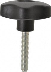 Elesa - 2.48" Head Diam, 5 Point Lobed Knob - 3/8-16 Stem, Thermoplastic, Black - USA Tool & Supply