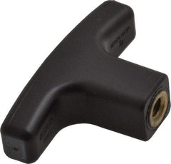 Elesa - 1/4-20 Hole Thread, 2.16" Head Length, Technopolymer, Female Insert T Handle - 0.7" Hole Depth, 9/16" Hub Diam, 0.86" Hub Height, Black - USA Tool & Supply