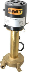 American Machine & Tool - 0.75 Amp, 230 Volt, 1/25 hp, 1 Phase, 1,725 RPM, Immersion Machine Tool & Recirculating Pump - 8 GPM, 3/4" Inlet, 5 psi, 12.4" Overall Height, NPT Thread, Brass Impeller, TEFC Motor - USA Tool & Supply