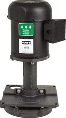 American Machine & Tool - 3/2 Amp, 230/460 Volt, 3/4 hp, 3 Phase, 1,725 RPM, Cast Iron Immersion Machine Tool & Recirculating Pump - 67 GPM, 1-3/4" Inlet, 14 psi, 19.7" Overall Height, 9.9" Body Length, NPT Thread, Stainless Steel Impeller, TEFC Motor - USA Tool & Supply