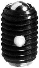 Jergens - M10x1.5, 4.76mm Ball Diam, 16mm Body Length, 1.2mm Max Ball Reach, Threaded Ball Plunger - Steel Body, Stainless Steel Ball, 2.7 kg Initial End Force, 9.45 kg Final End Force, Locking Element - USA Tool & Supply