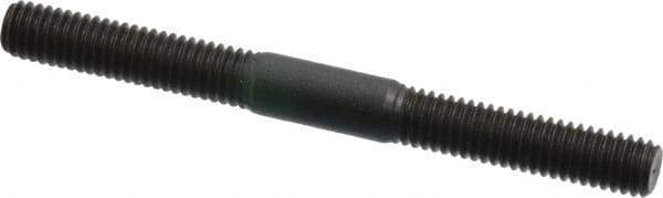 Jergens - M6x1.0 65mm OAL Equal Double Threaded Stud - Alloy Steel, Black Oxide Finish, 24mm Equal Thread Length, Metric - USA Tool & Supply