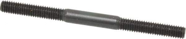 Jergens - M6x1.0 80mm OAL Equal Double Threaded Stud - Alloy Steel, Black Oxide Finish, 27mm Equal Thread Length, Metric - USA Tool & Supply