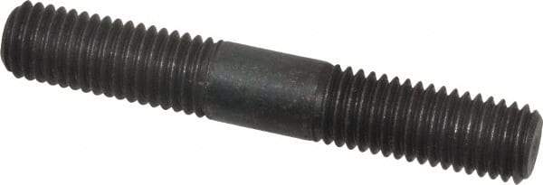 Jergens - M12x1.75 80mm OAL Equal Double Threaded Stud - Alloy Steel, Black Oxide Finish, 30mm Equal Thread Length, Metric - USA Tool & Supply