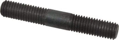 Jergens - M12x1.75 80mm OAL Equal Double Threaded Stud - Alloy Steel, Black Oxide Finish, 30mm Equal Thread Length, Metric - USA Tool & Supply