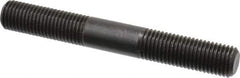 Jergens - M16x2.0 125mm OAL Equal Double Threaded Stud - Alloy Steel, Black Oxide Finish, 47mm Equal Thread Length, Metric - USA Tool & Supply