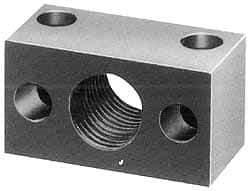 Jergens - 7/8-14 Thread, 21/64" Mounting Hole, Low Carbon Steel Clamp Mounting Block - 1-1/2" Thick x 2" Long x 3/4" Wide - USA Tool & Supply