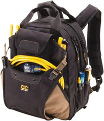 CLC - 44 Pocket Black & Khaki Polyester Backpack Tool Bag - 13" Wide x 7-1/2" Deep x 16" High - USA Tool & Supply