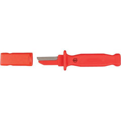 Wiha - Fixed Safety Utility Knife - 2" Blade, Red Plastic Handle, 1 Blade Included - USA Tool & Supply