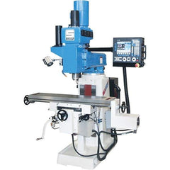 Summit - 11" Table Width x 52" Table Length, Variable Speed Pulley Control, 3 Phase Knee Milling Machine - CAT40 Spindle Taper, 5 hp - USA Tool & Supply