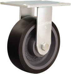 Hamilton - 6" Diam x 2" Wide x 7-1/2" OAH Top Plate Mount Rigid Caster - Polyurethane Mold onto Cast Iron Center, 1,500 Lb Capacity, Sealed Precision Ball Bearing, 4-1/2 x 6-1/4" Plate - USA Tool & Supply